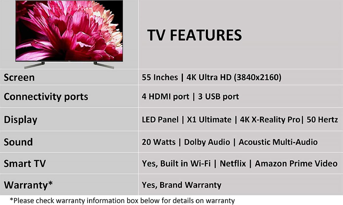 تلویزیون 55 اینچ و 4K سونی مدل 55X9500G