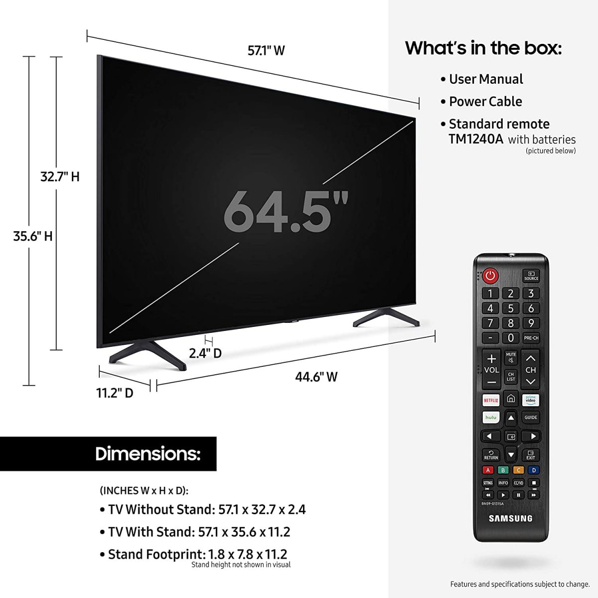تلویزیون 65 اینچ 4K سامسونگ مدل 65TU7000